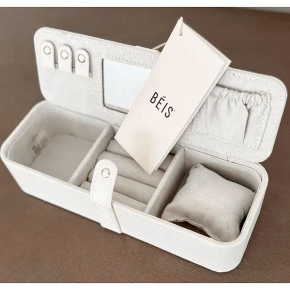NWT BEIS Travel Jewelry Case Organizer Box in Beige - Picture 6 of 6